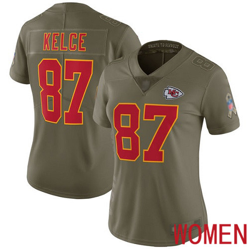 Women Kansas City Chiefs #87 Kelce Travis Limited Olive 2017 Salute to Service Football Nike NFL Jersey